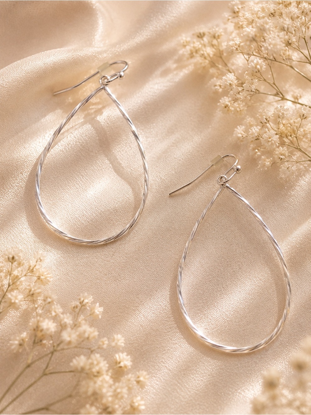 Silver Teardrop Hoop Earrings – Elegant Women’s Jewelry